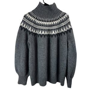 HATCH Noemi Maternity Fair Isle Alpaca Wool Blend Turtleneck Sweater Gray Sz 3/L